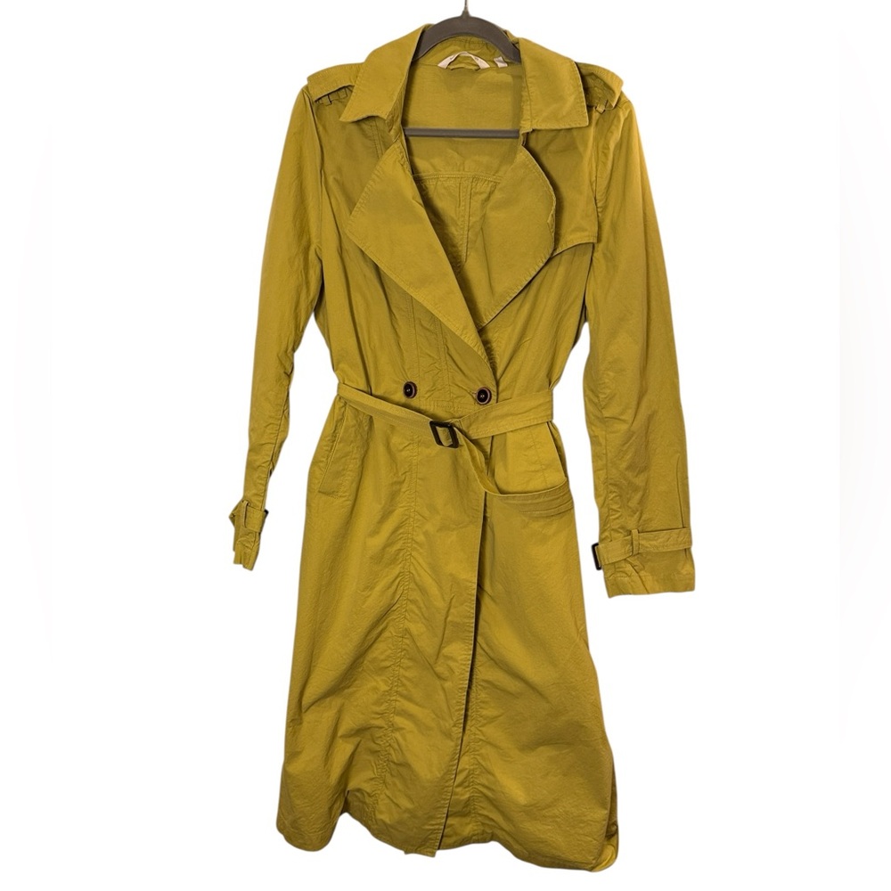 Soft Surroundings Women’s Brixton Chartreuse Cotton Utility Trench Rain Coat L